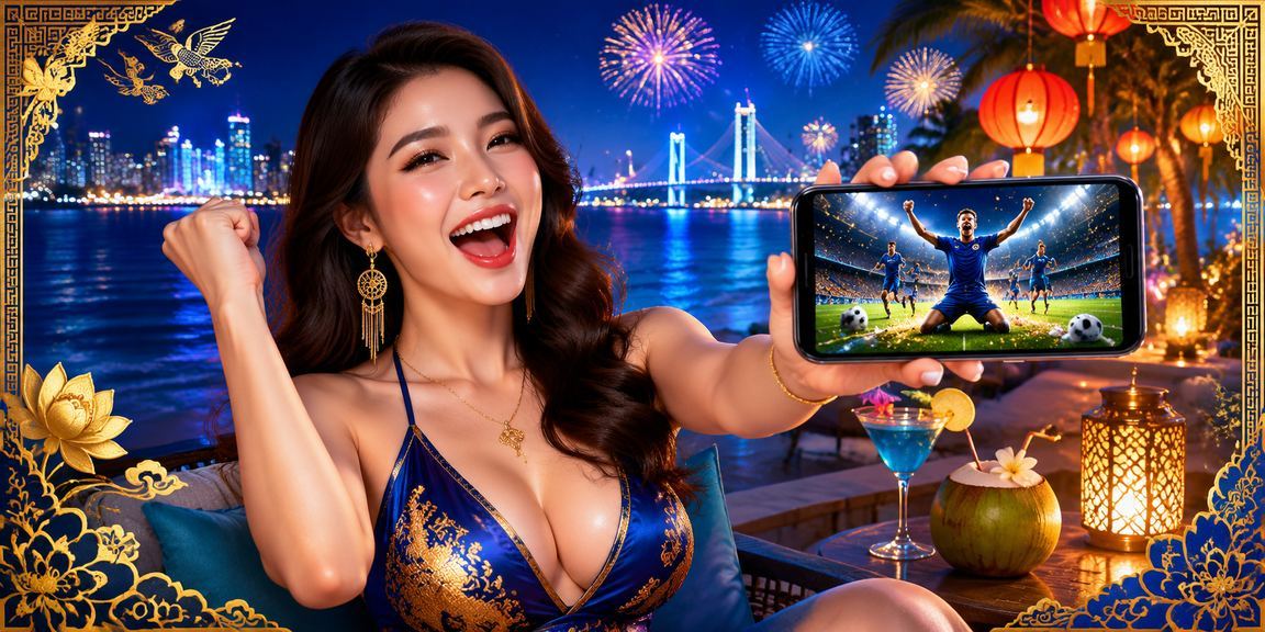 Người chơi sử dụng điện thoại xem kết quả xổ số tại bãi biển Đà Nẵng